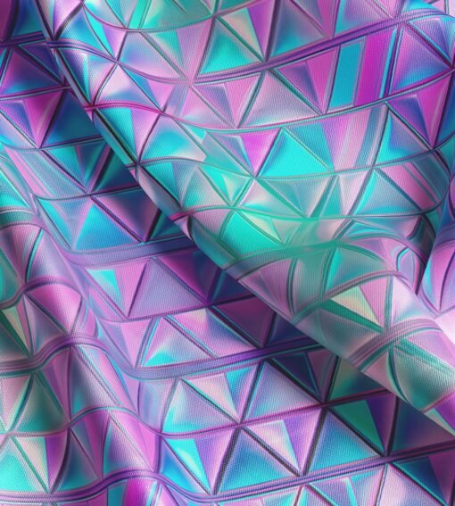 Holographic Triangles 5 Japan Satin fabric - mayafabrics.com