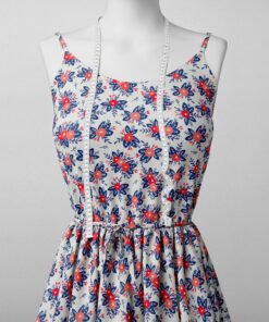 Alternative view of Navy & Coral Floral Cotton Poplin