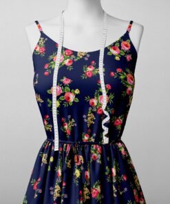 Alternative view of Navy Rosebud Floral Print Fabric