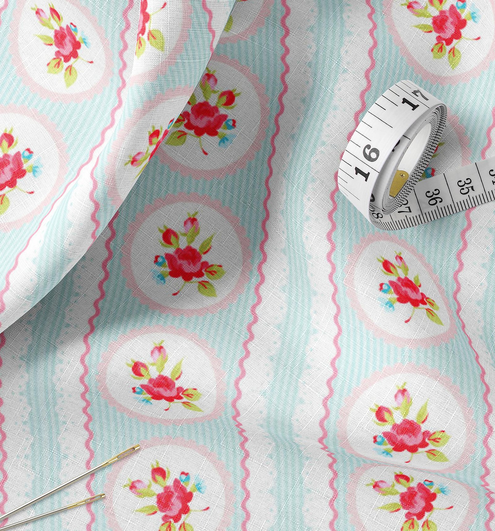 Vintage Rose Stripe Fabric - mayafabrics.com